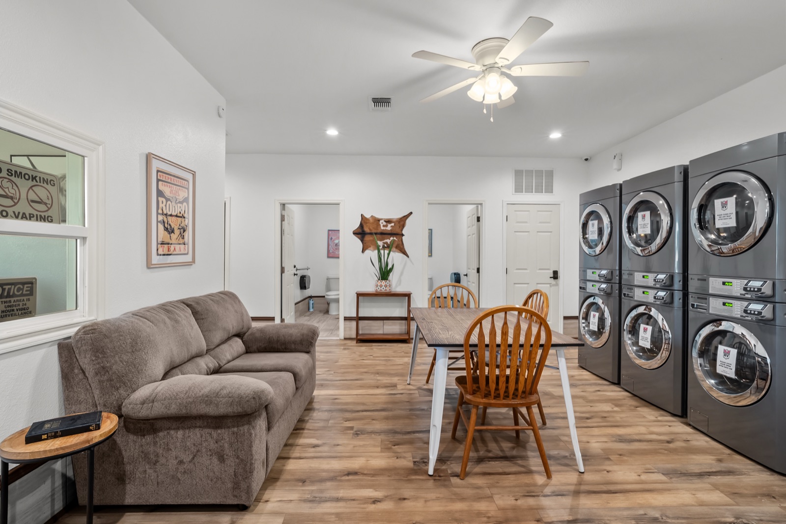 The laundry room and lounge